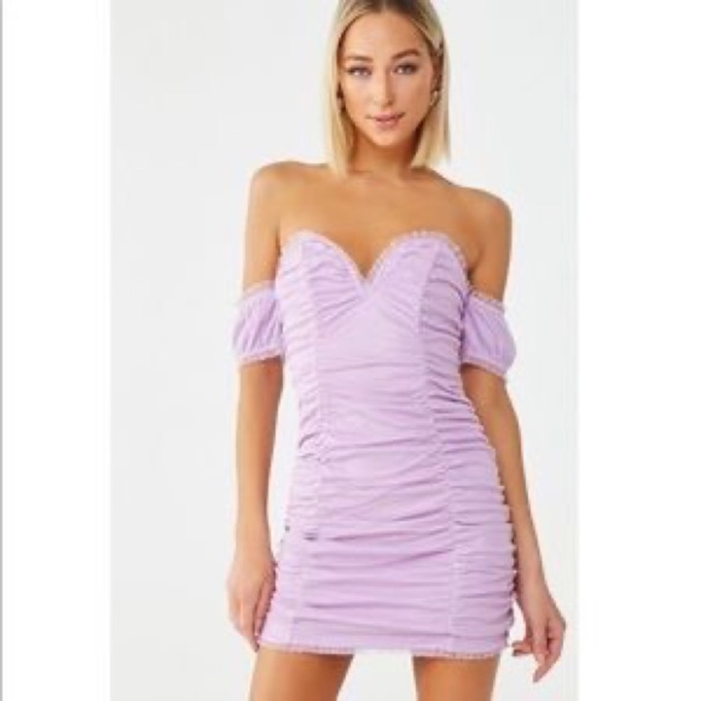 FOREVER 21 RUFFLE MINI SPARKLE LILAC DRESS